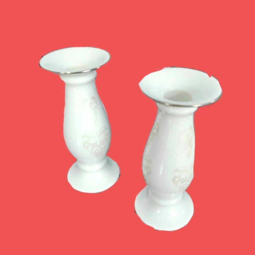 Lenox Candle Stick Holders - Discontinued Item - "Wedding Promises" 2 In One Set